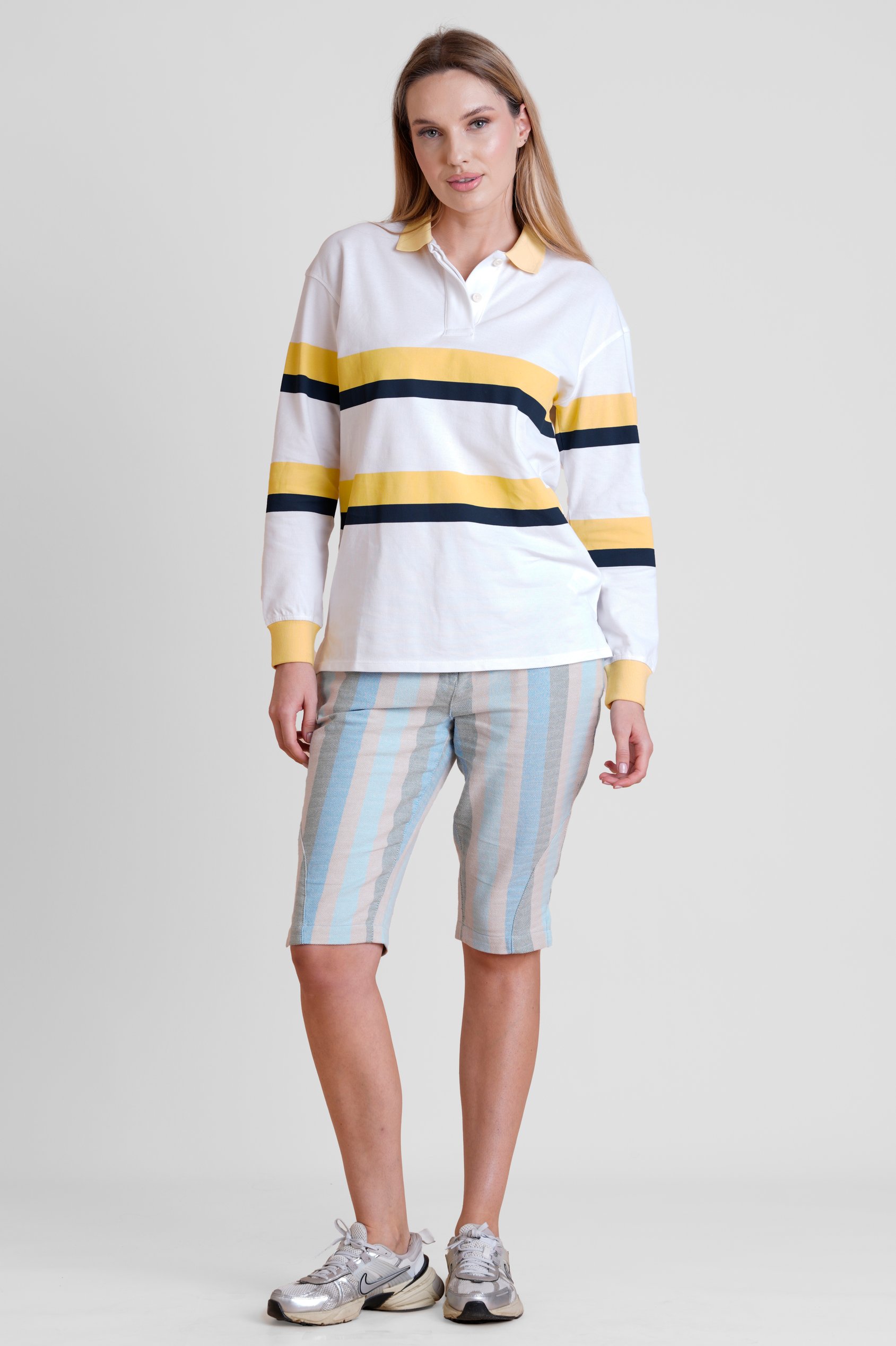 Women's Rugby Polo With Contrast Stripes