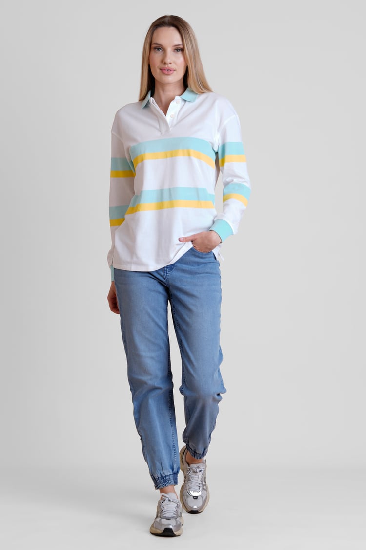Women's Rugby Polo With Contrast Stripes