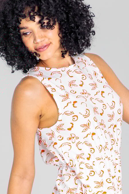 Orange Sleeveless All Over Print Playsuit