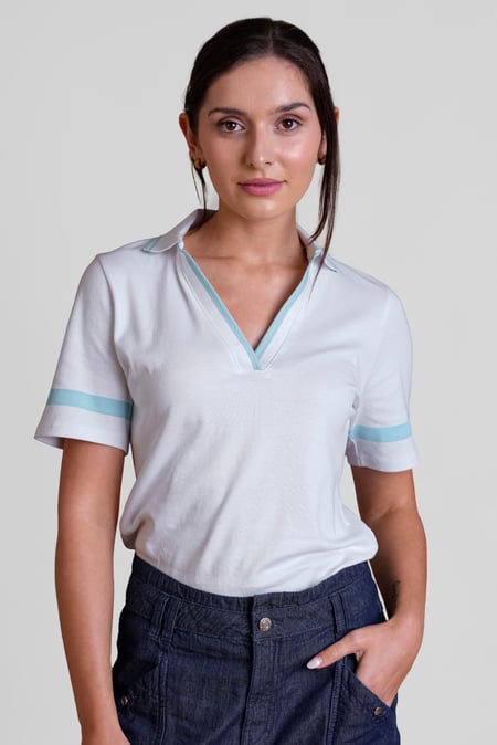Sky Cornelia stripe  Short Sleeve Polo Shirt
