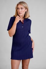 Ribbed Textured Slim Fit Polo Shirt