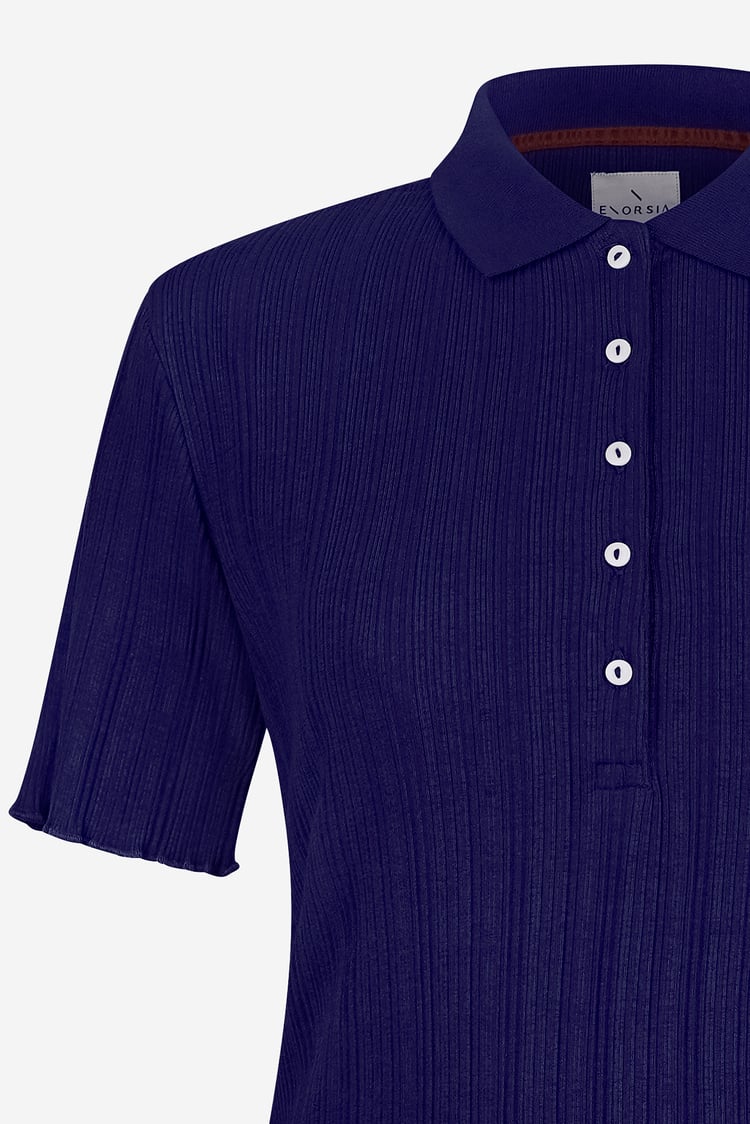 Ribbed Textured Slim Fit Polo Shirt