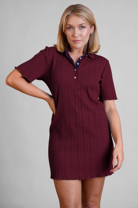 Deep Blue Ribbed Textured Slim Fit Polo Shirt