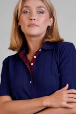 Ribbed Textured Slim Fit Polo Shirt