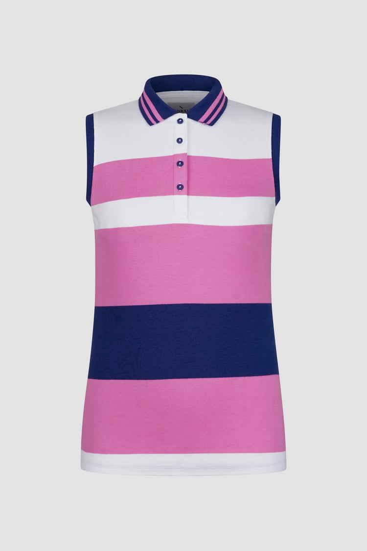Women's Colour Block Sleeveless Polo Shirt
