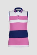 Women's Colour Block Sleeveless Polo Shirt