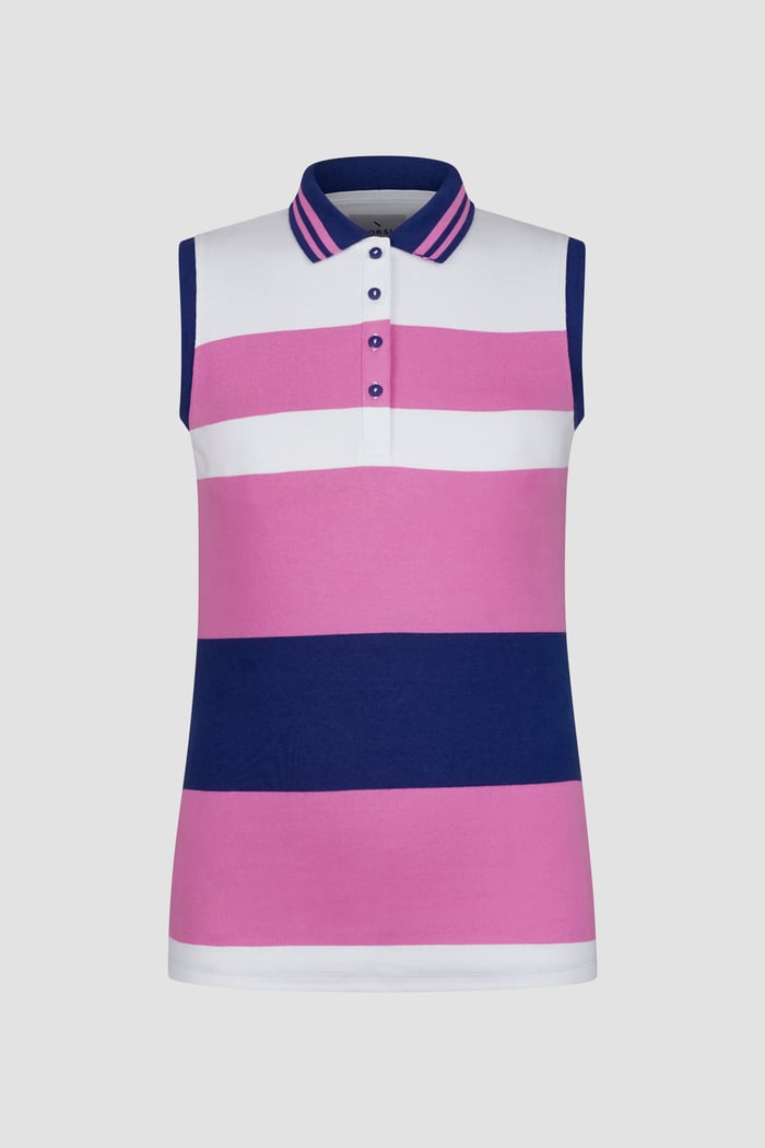 Women's Colour Block Sleeveless Polo Shirt