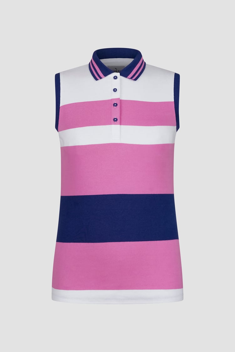 Women's Colour Block Sleeveless Polo Shirt