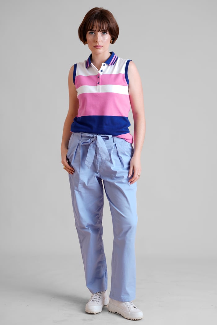 Women's Colour Block Sleeveless Polo Shirt