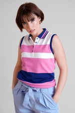 Women's Colour Block Sleeveless Polo Shirt