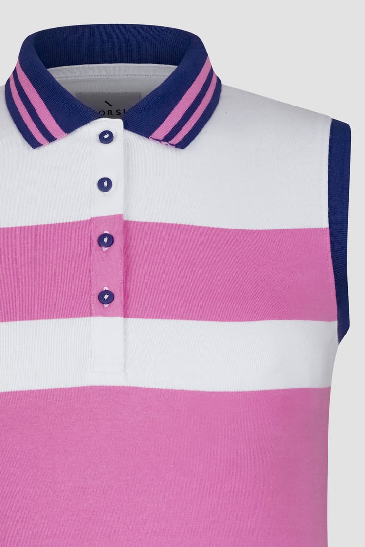 Women's Colour Block Sleeveless Polo Shirt