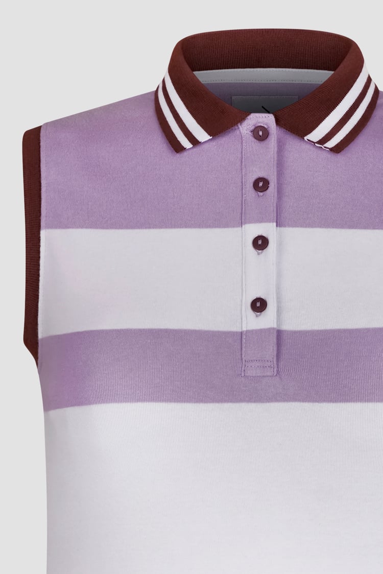 Women's Colour Block Sleeveless Polo Shirt