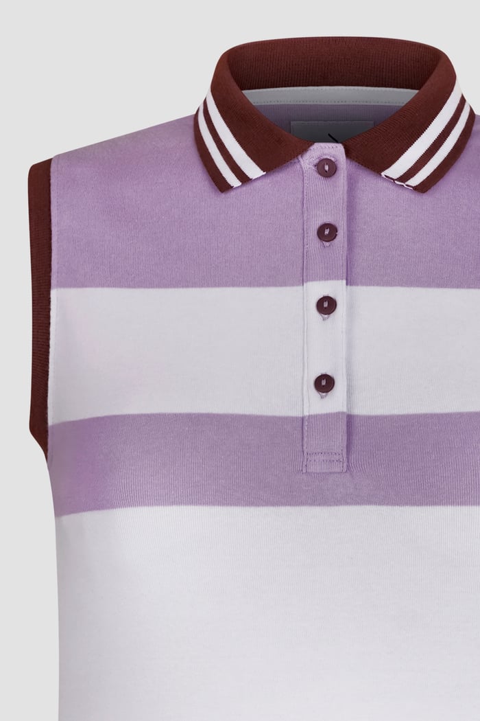 Women's Colour Block Sleeveless Polo Shirt