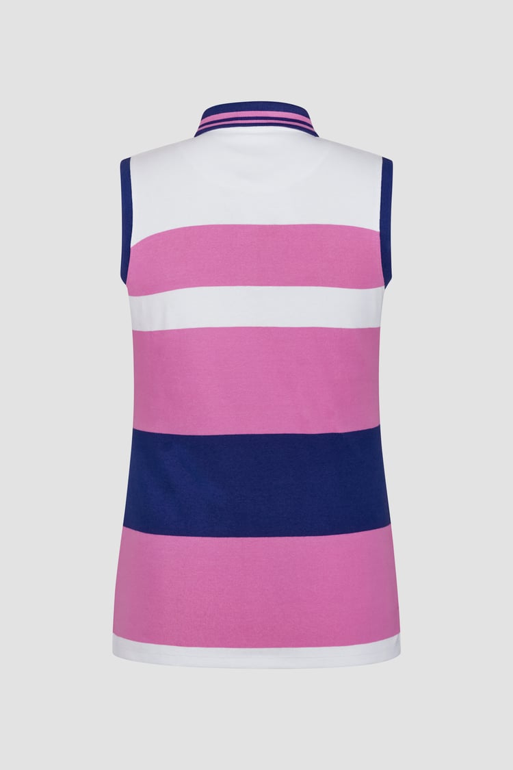 Women's Colour Block Sleeveless Polo Shirt