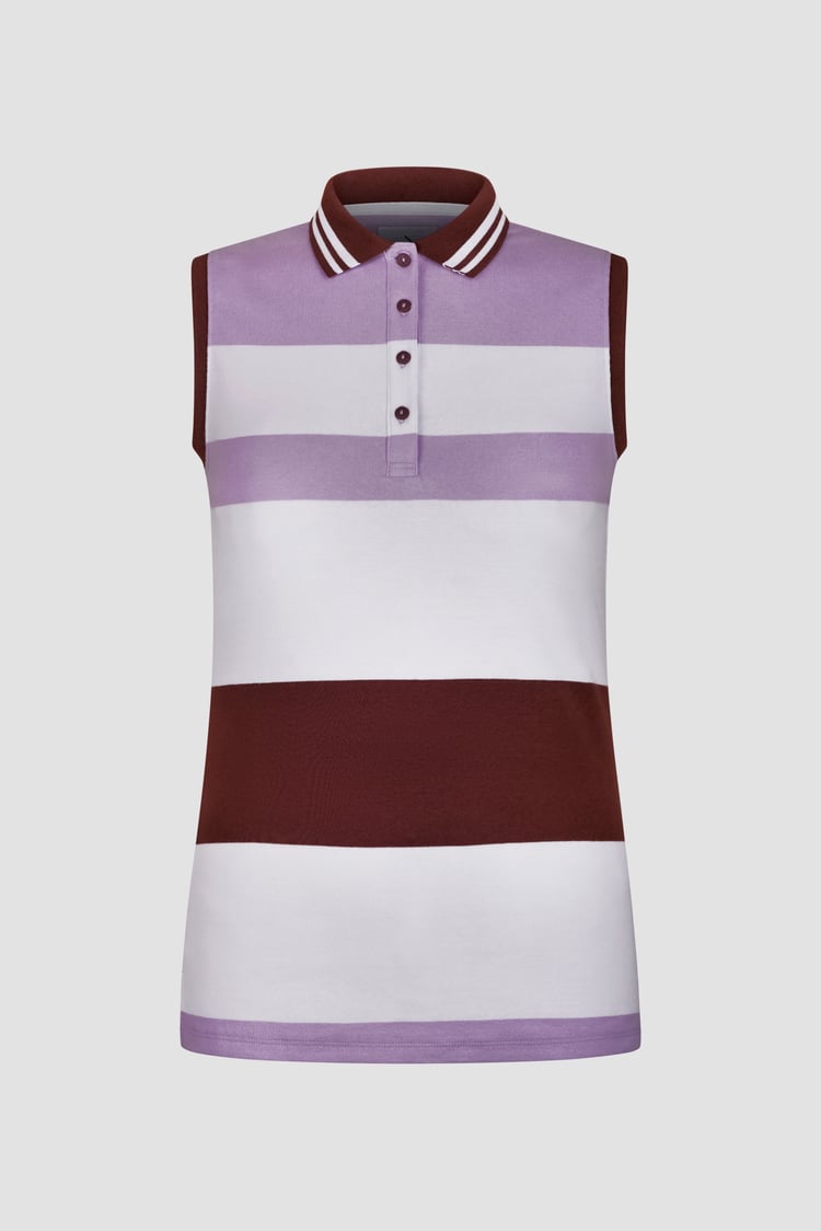 Women's Colour Block Sleeveless Polo Shirt