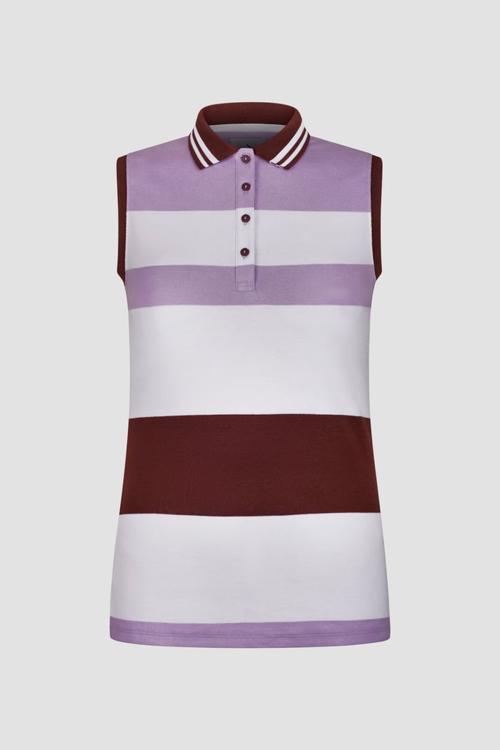 Women's Colour Block Sleeveless Polo Shirt
