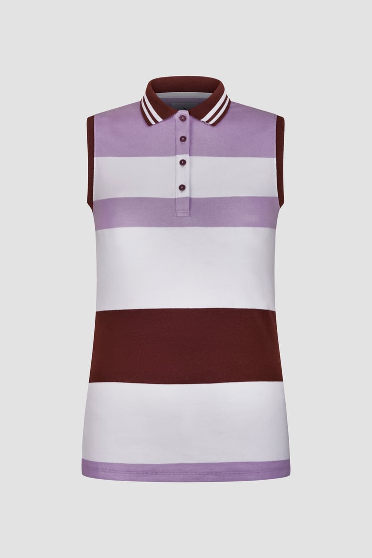 Women's Colour Block Sleeveless Polo Shirt
