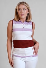 Women's Colour Block Sleeveless Polo Shirt