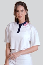 Twin Tipped Collar Cropped Polo Shirt