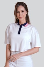 Twin Tipped Collar Cropped Polo Shirt