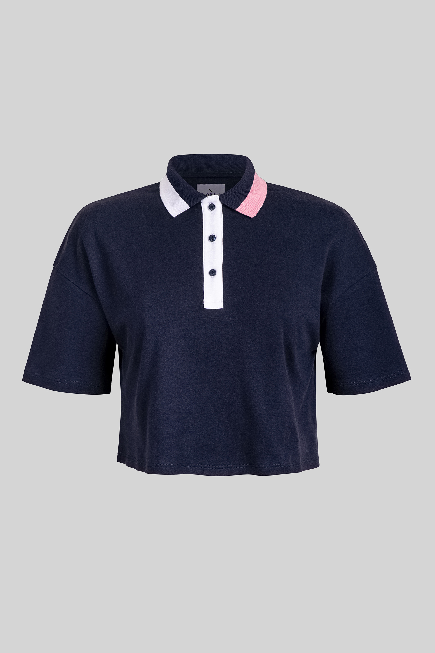 Twin Tipped Collar Cropped Polo Shirt