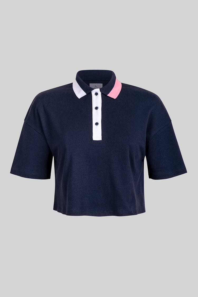 Twin Tipped Collar Cropped Polo Shirt