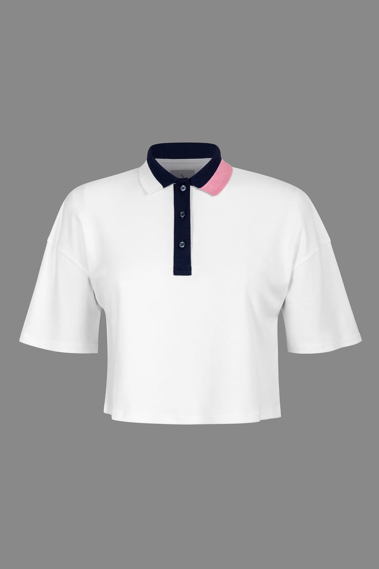 Twin Tipped Collar Cropped Polo Shirt