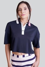 Twin Tipped Collar Cropped Polo Shirt
