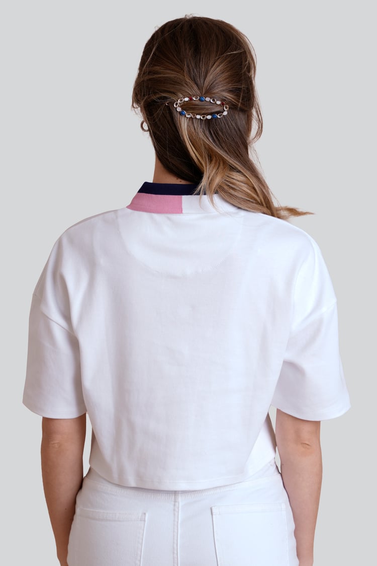 Twin Tipped Collar Cropped Polo Shirt