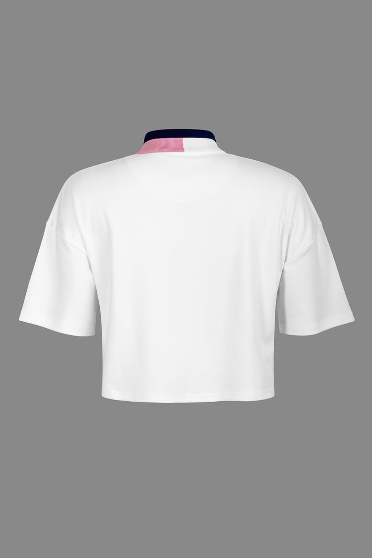 Twin Tipped Collar Cropped Polo Shirt