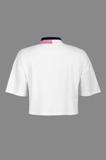 Twin Tipped Collar Cropped Polo Shirt