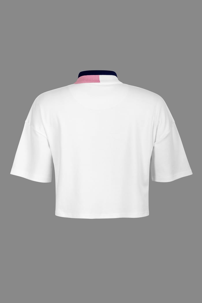 Twin Tipped Collar Cropped Polo Shirt