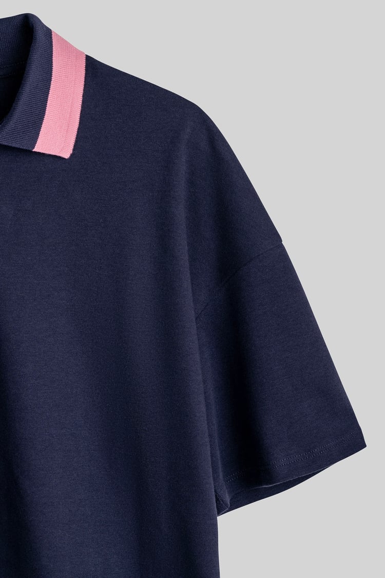 Twin Tipped Collar Cropped Polo Shirt