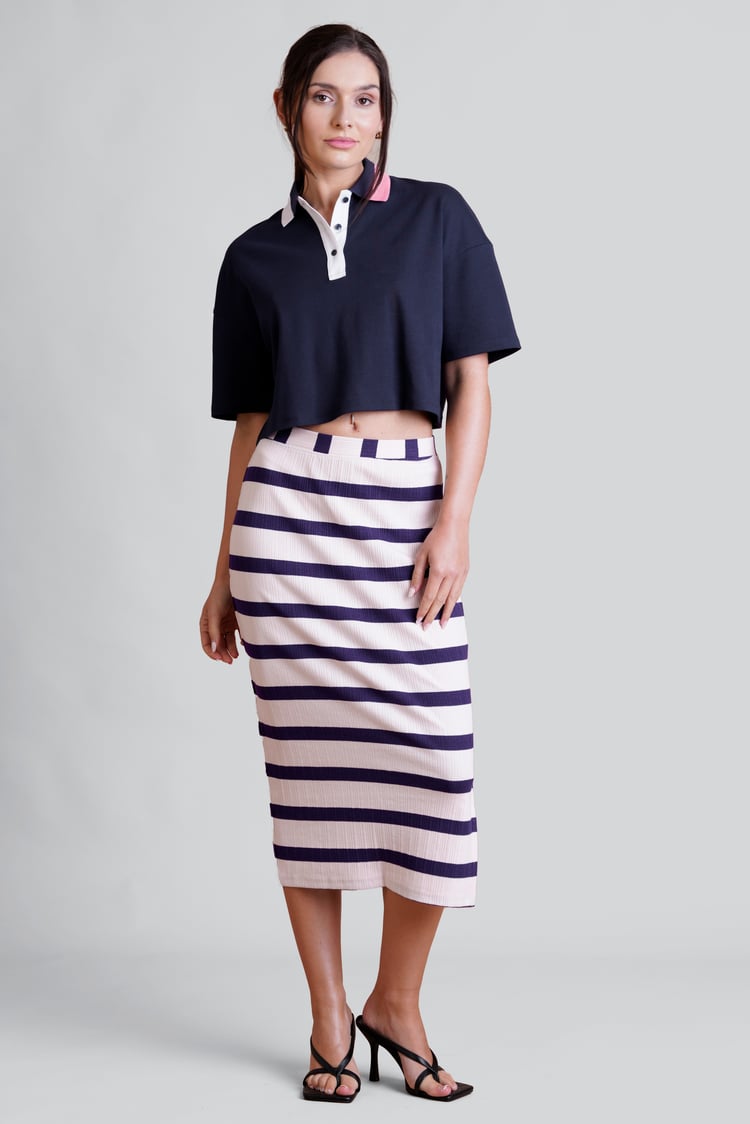 Twin Tipped Collar Cropped Polo Shirt