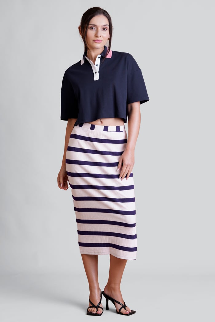 Twin Tipped Collar Cropped Polo Shirt