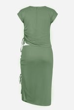 Ruched Drawstring Top & Skirt Set