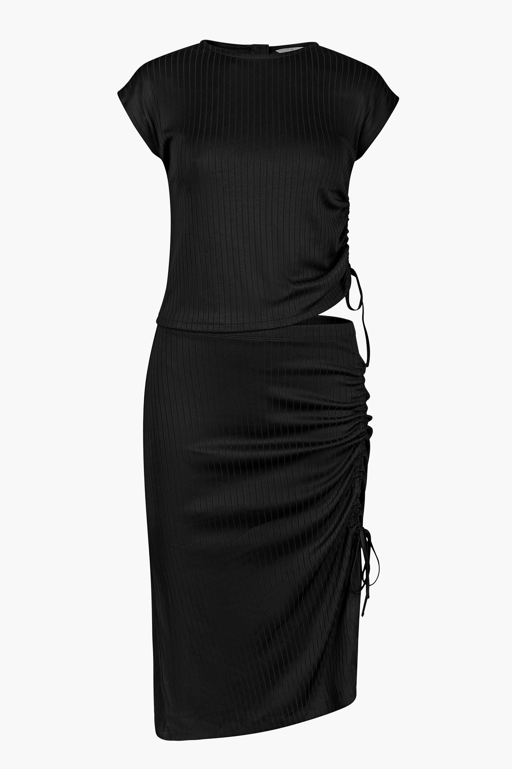 Ruched Drawstring Top & Skirt Set