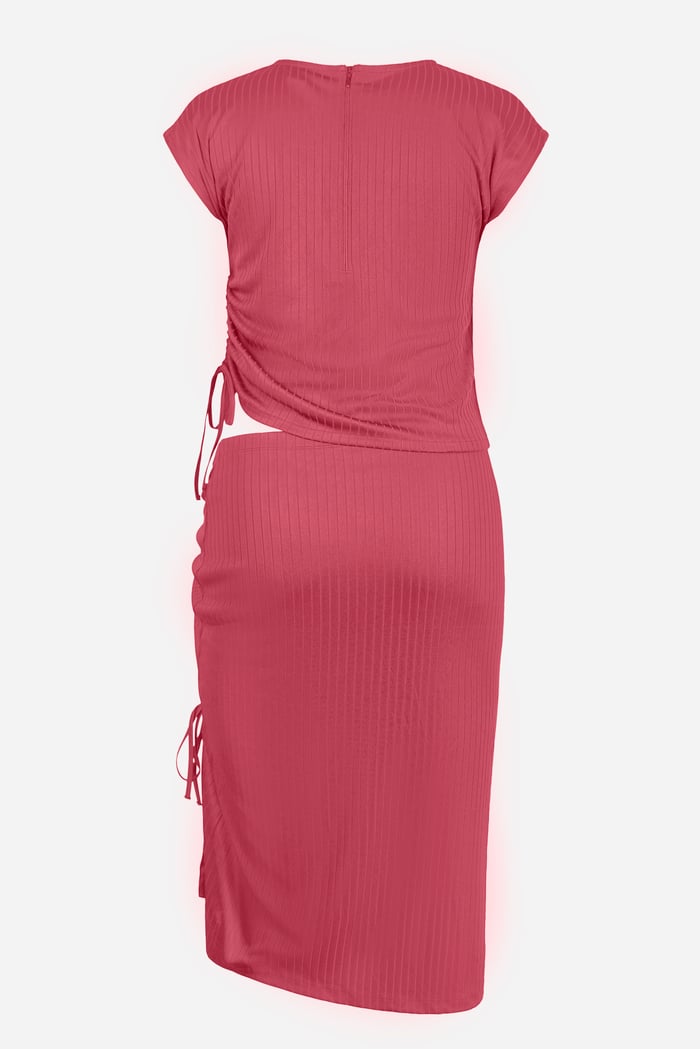 Ruched Drawstring Top & Skirt Set