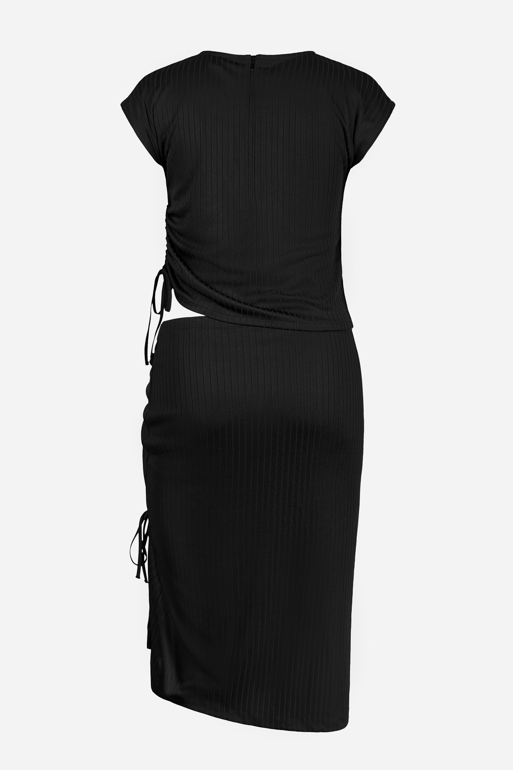 Ruched Drawstring Top & Skirt Set