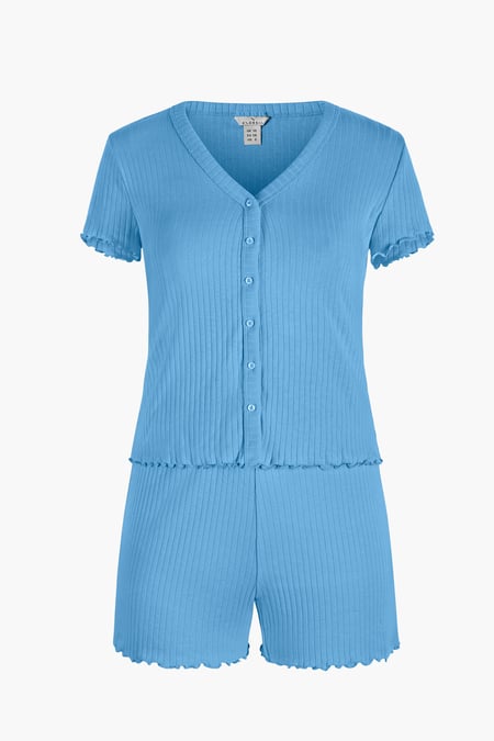 Blue Deep V-Neck Lounge Set