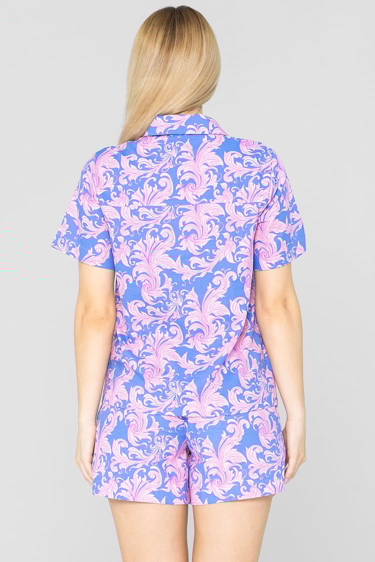 Printed Woven Shirt & Shorts Set