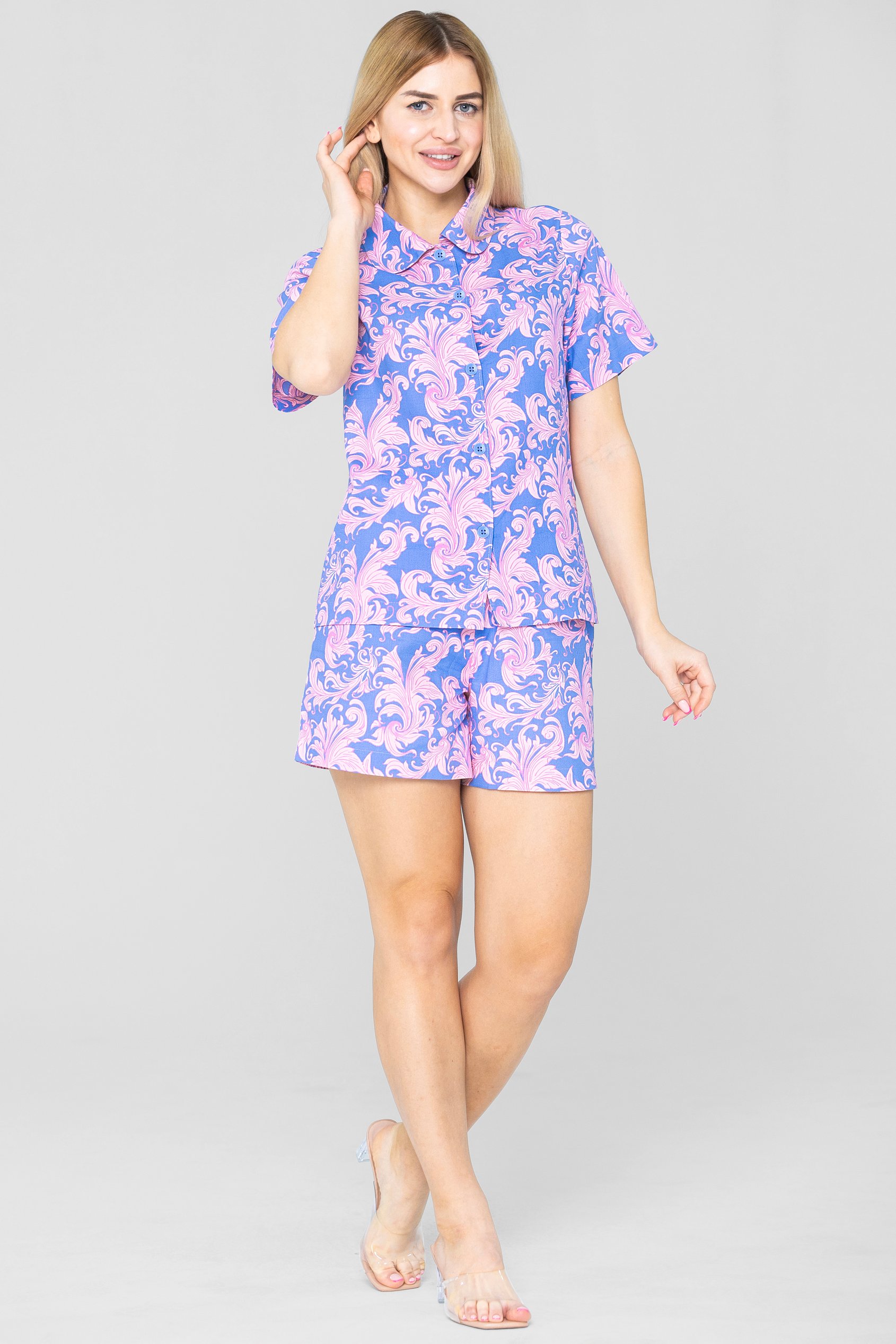 Printed Woven Shirt & Shorts Set