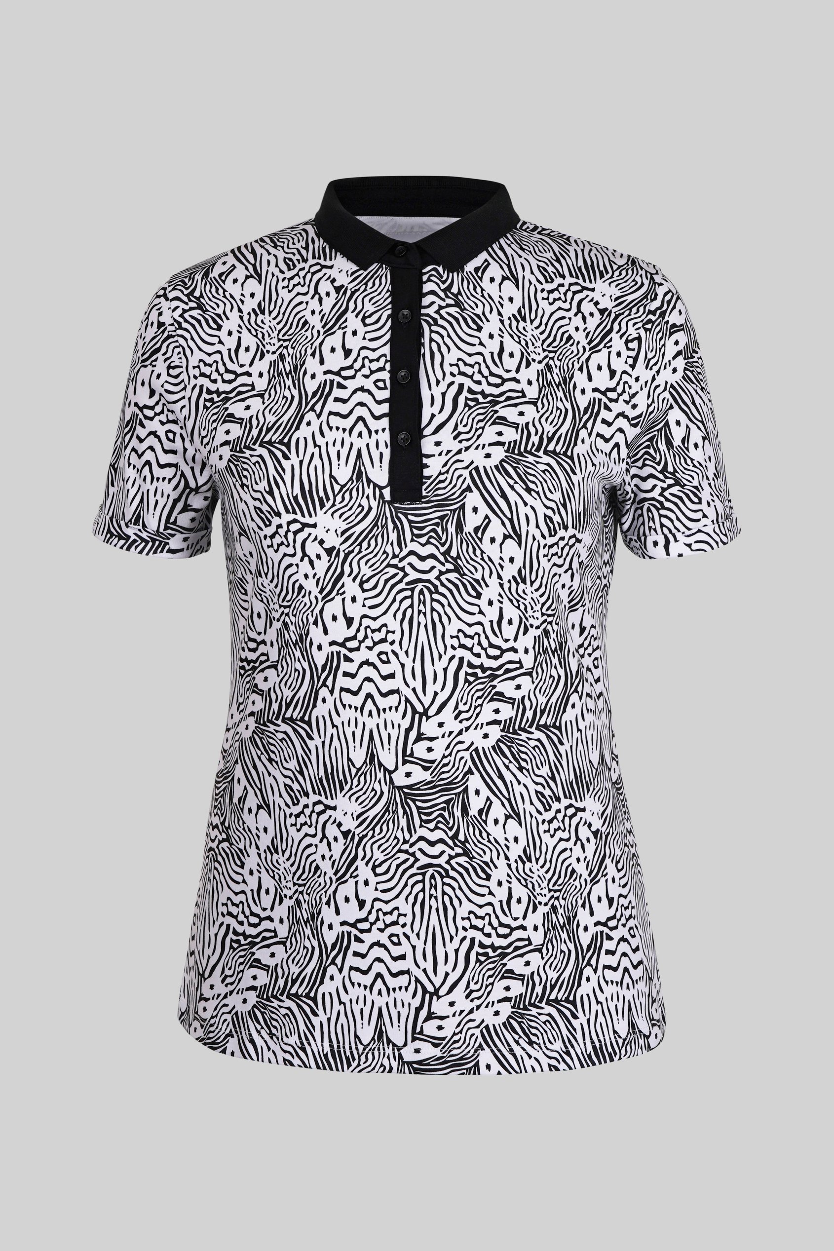 Zebra Print Short Sleeve Polo Shirt