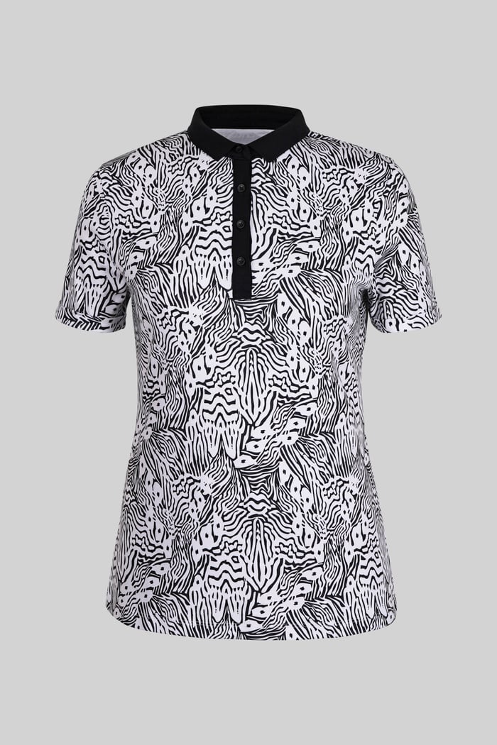 Zebra Print Short Sleeve Polo Shirt