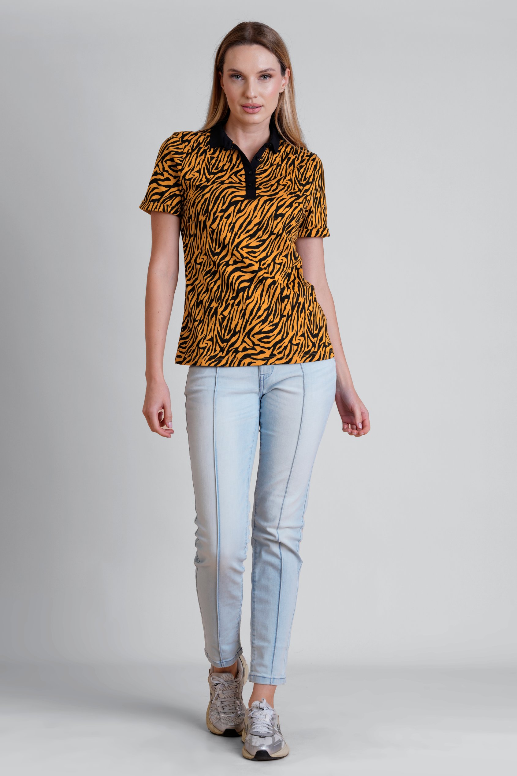 Zebra Print Short Sleeve Polo Shirt