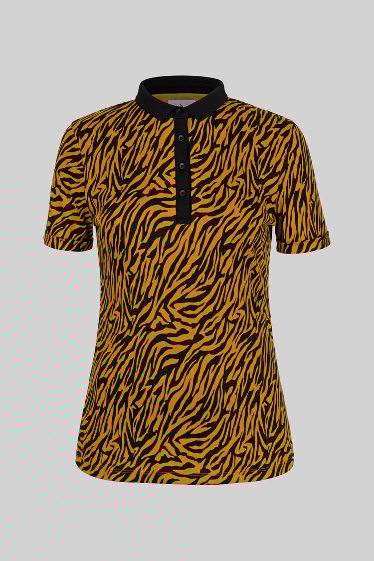Zebra Print Short Sleeve Polo Shirt