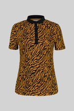 Zebra Print Short Sleeve Polo Shirt