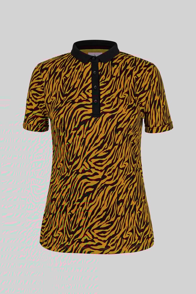 Zebra Print Short Sleeve Polo Shirt