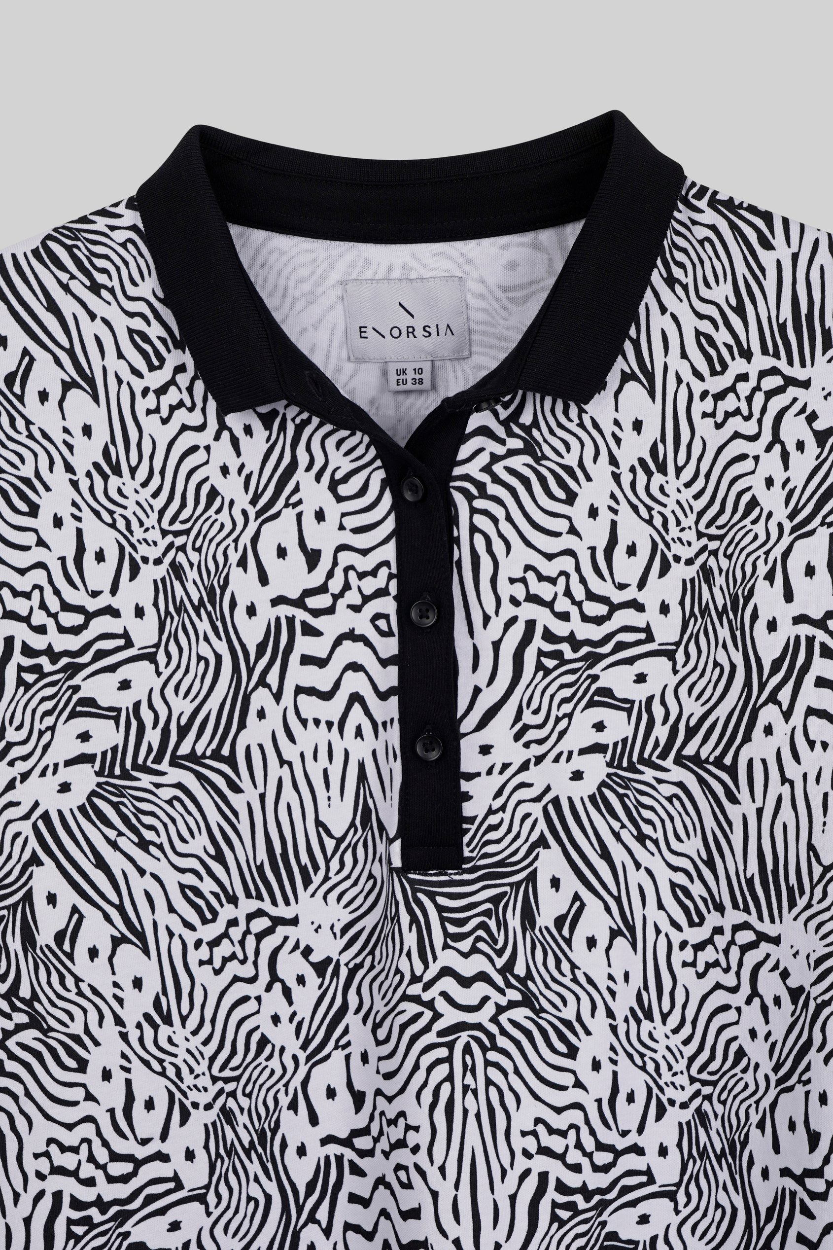 Zebra Print Short Sleeve Polo Shirt