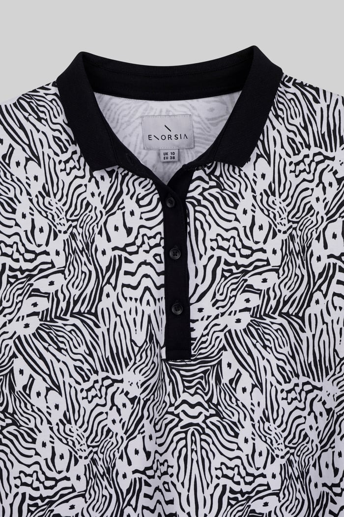 Zebra Print Short Sleeve Polo Shirt